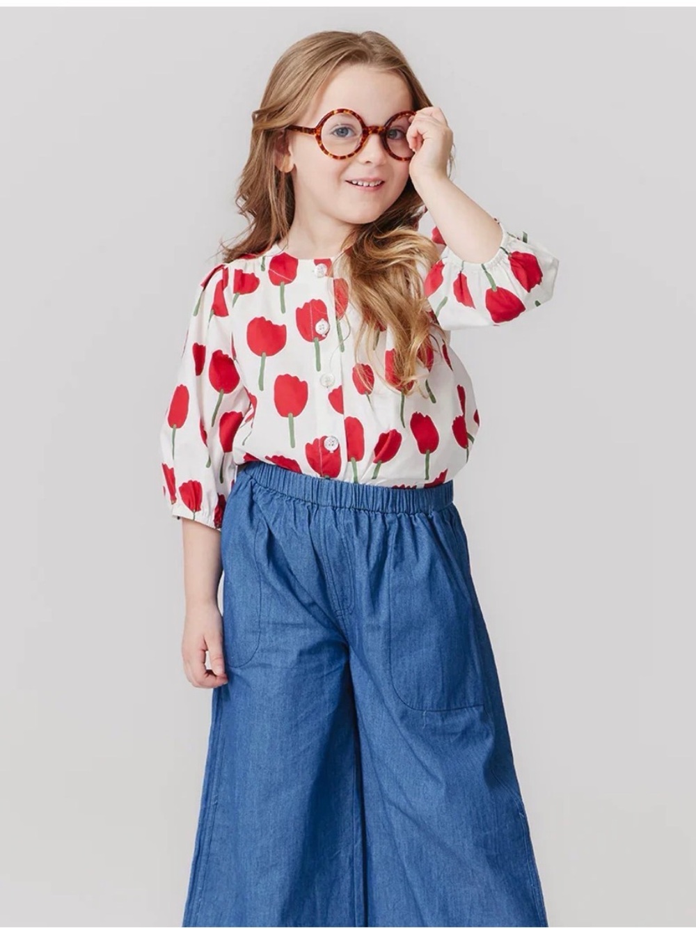 EUC Pink Chicken Wylie Wide Leg Pant in Chambray Sz 5